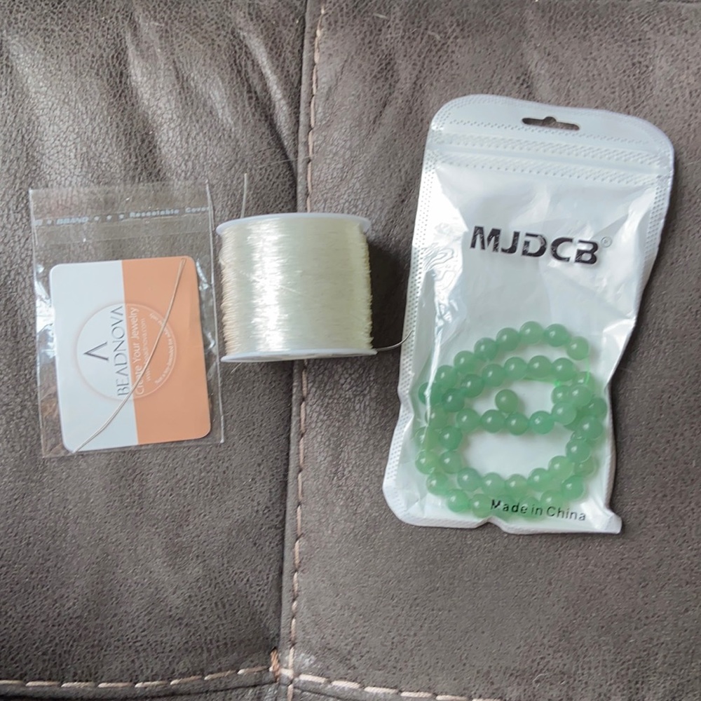 Natural Green Aventurine Beads & Plastic String